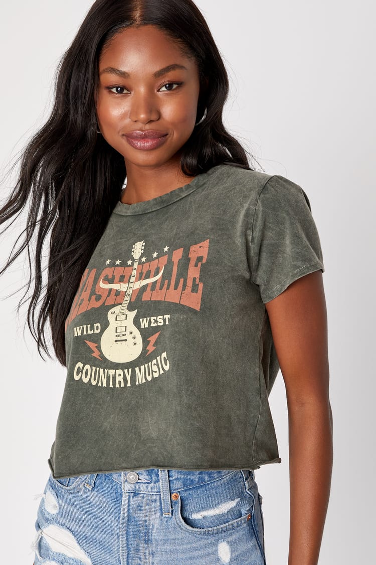 Washed Grey Tee - Women's Nashville Tee - Graphic T-Shirt - Lulus