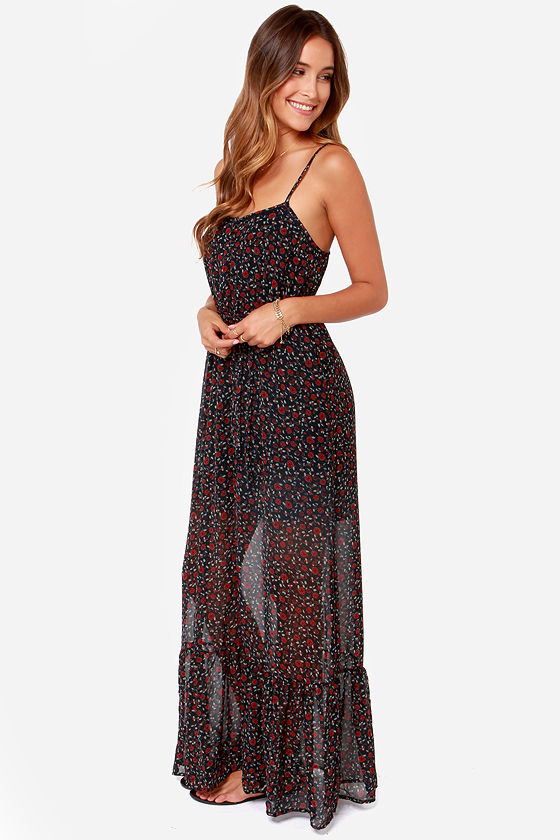 Navy Blue Dress - Maxi Dress - Floral Print Maxi - $67.00 - Lulus