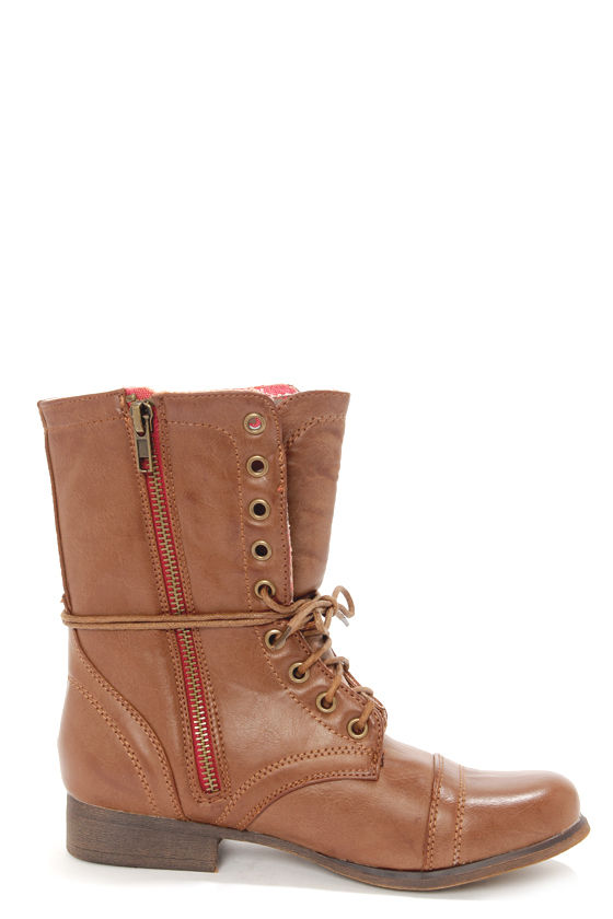 Madden Girl Gamer Tan Lace-Up Combat Boots - $59.00