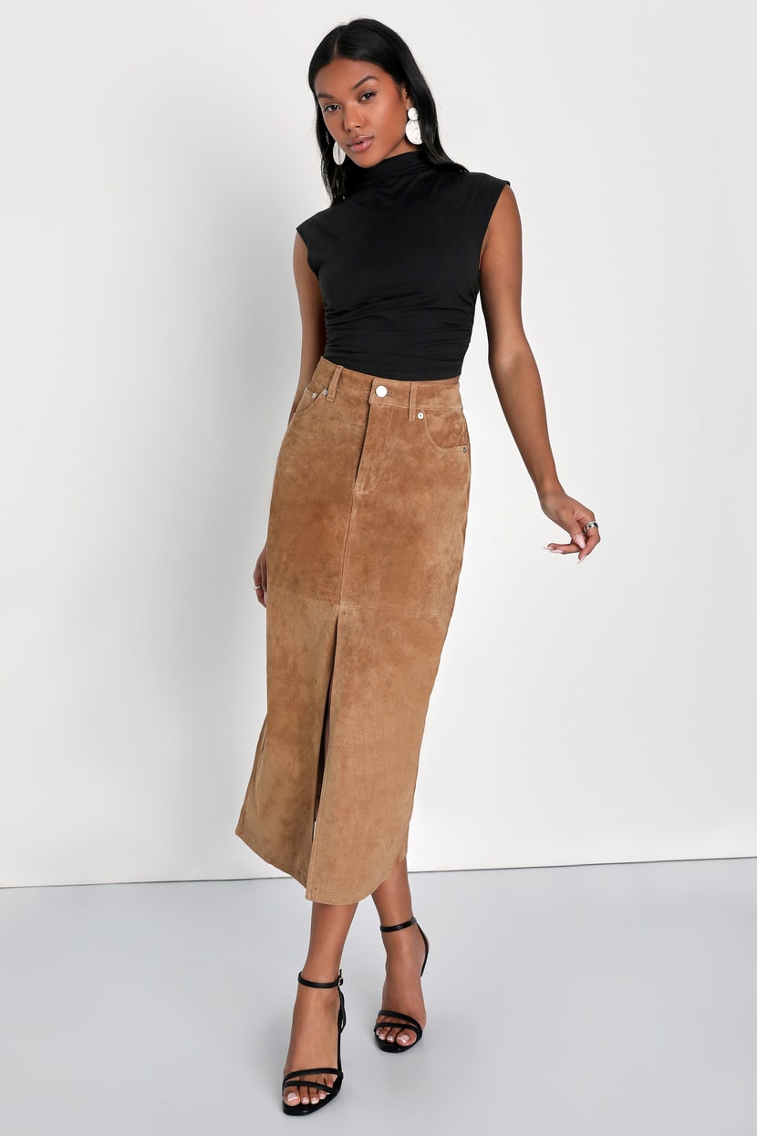 Blank NYC Suede Maxi Skirt - High-Rise Skirt - Leather Skirt - Lulus