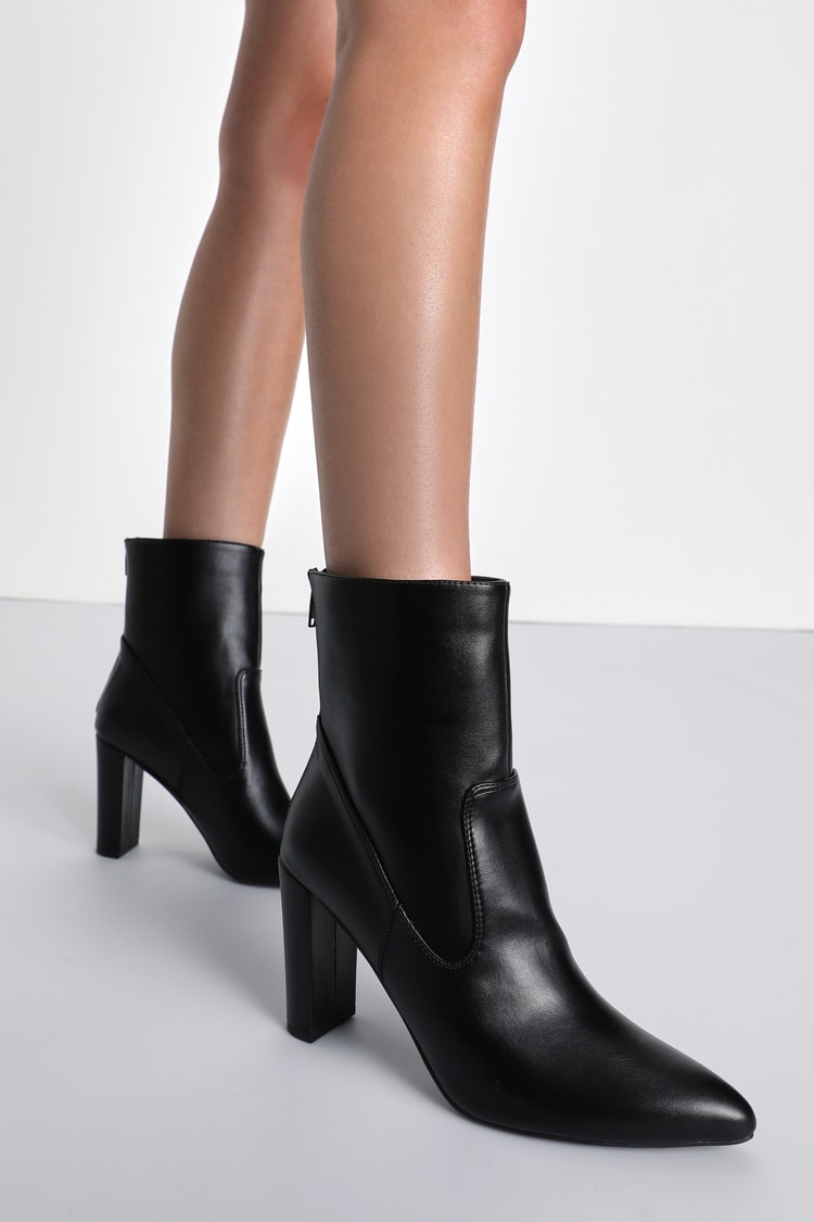 Black Ankle Boots - Pointed-Toe Boots - Faux Leather Ankle Boots - Lulus
