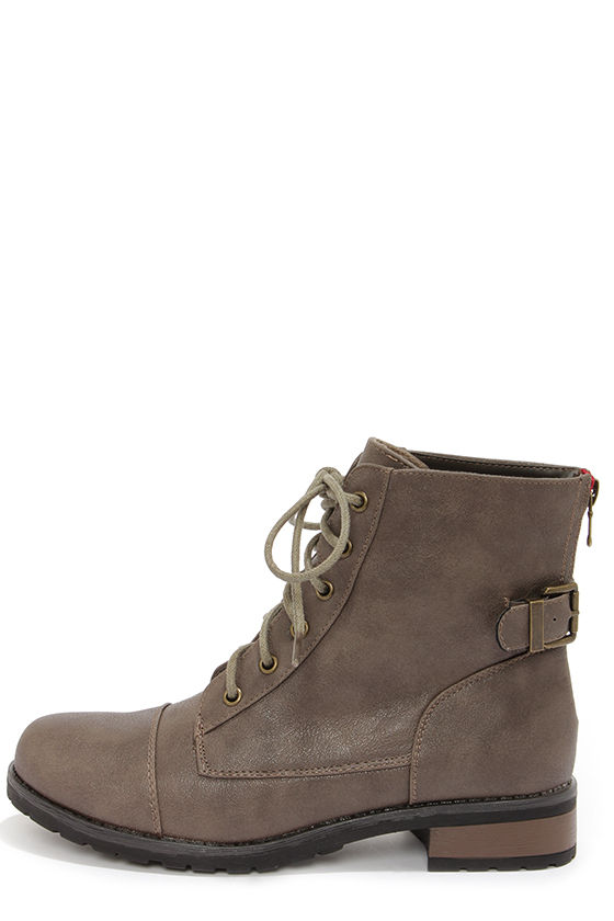 Cute Taupe Boots - Lace-Up Boots - Ankle Boots - $39.00 - Lulus