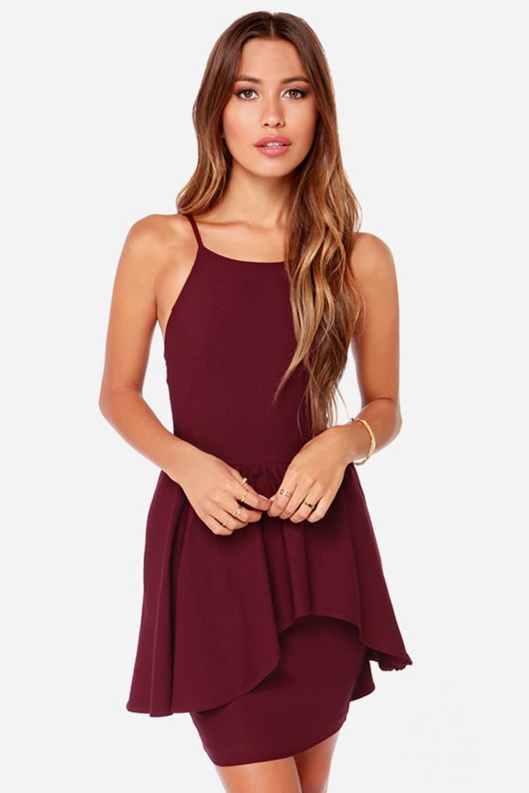 Pretty Burgundy Dress - Cocktail Dress - $42.00 - Lulus