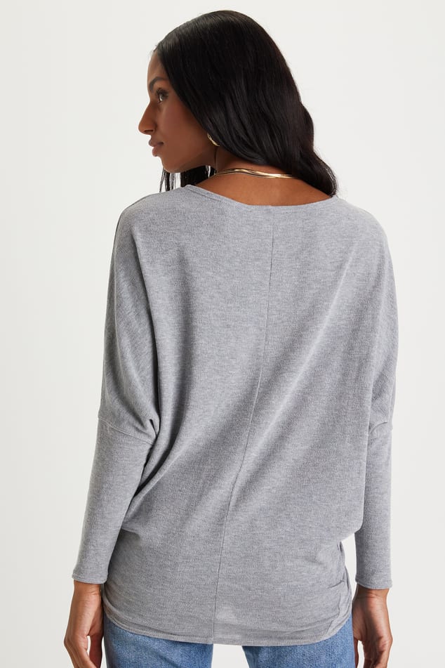 Grey Top - Dolman Sleeve Sweater Sweater - - Lulus Dolman Top - Top