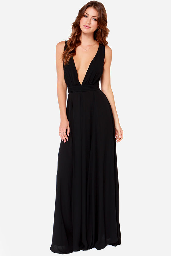 black maxi gown dress