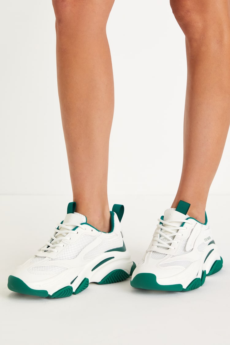 Steve Madden Possession - White and Green Sneakers - Sneakers - Lulus