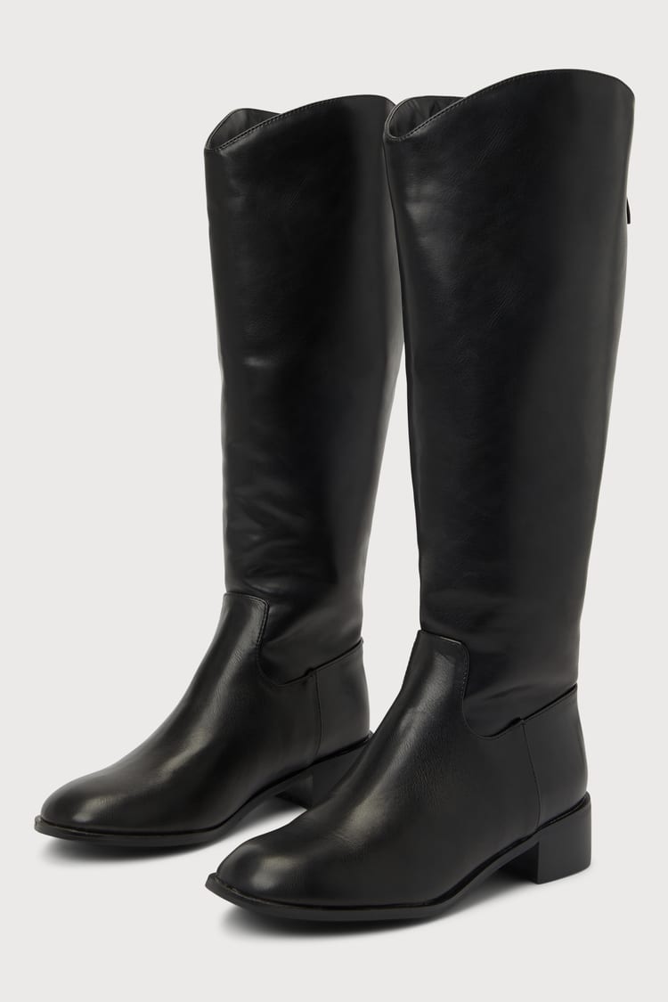Black Knee-High Boots - Black Faux Leather Boots - Tall Boots - Lulus