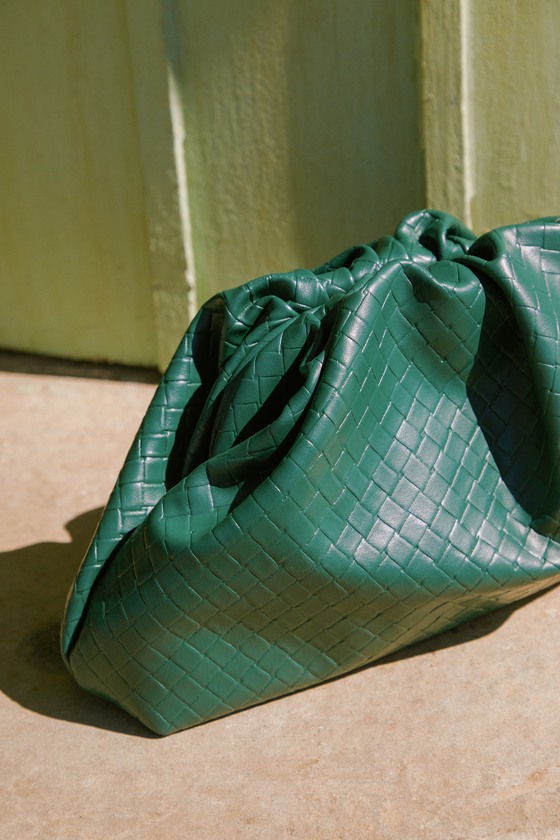 Fashionable Favorite Green Woven Ruched Oversized Clutch