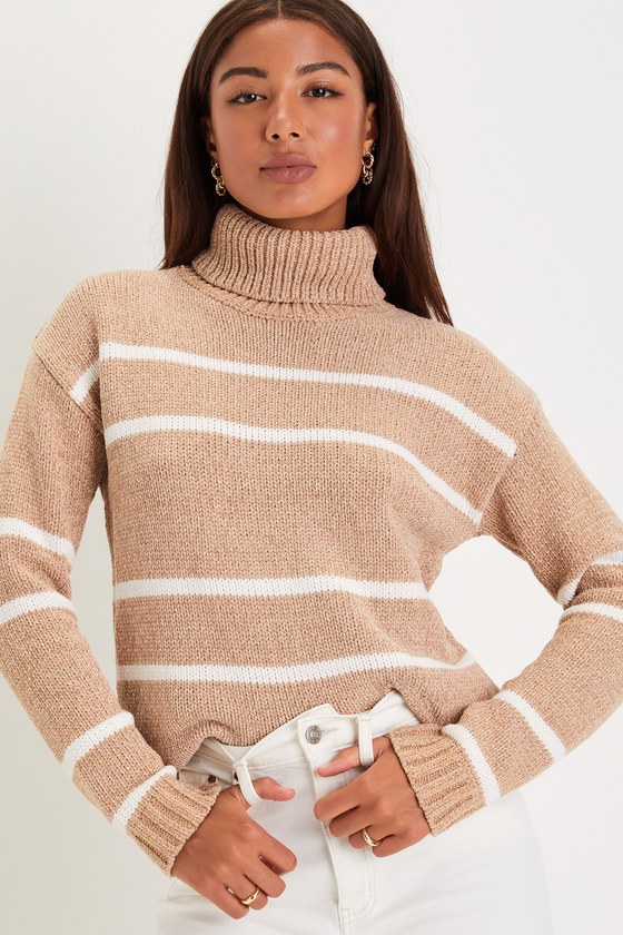 Cozy Beige Sweater - Ribbed Sweater Top - Tonal Stripe Sweater - Lulus