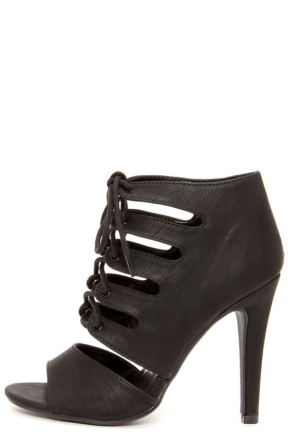 Cute Black Shoes - Lace-Up Heels - Booties - $29.00 - Lulus