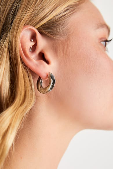 Silver Mini Hoops - Ear Huggies - Mini Hoop Earrings - Lulus