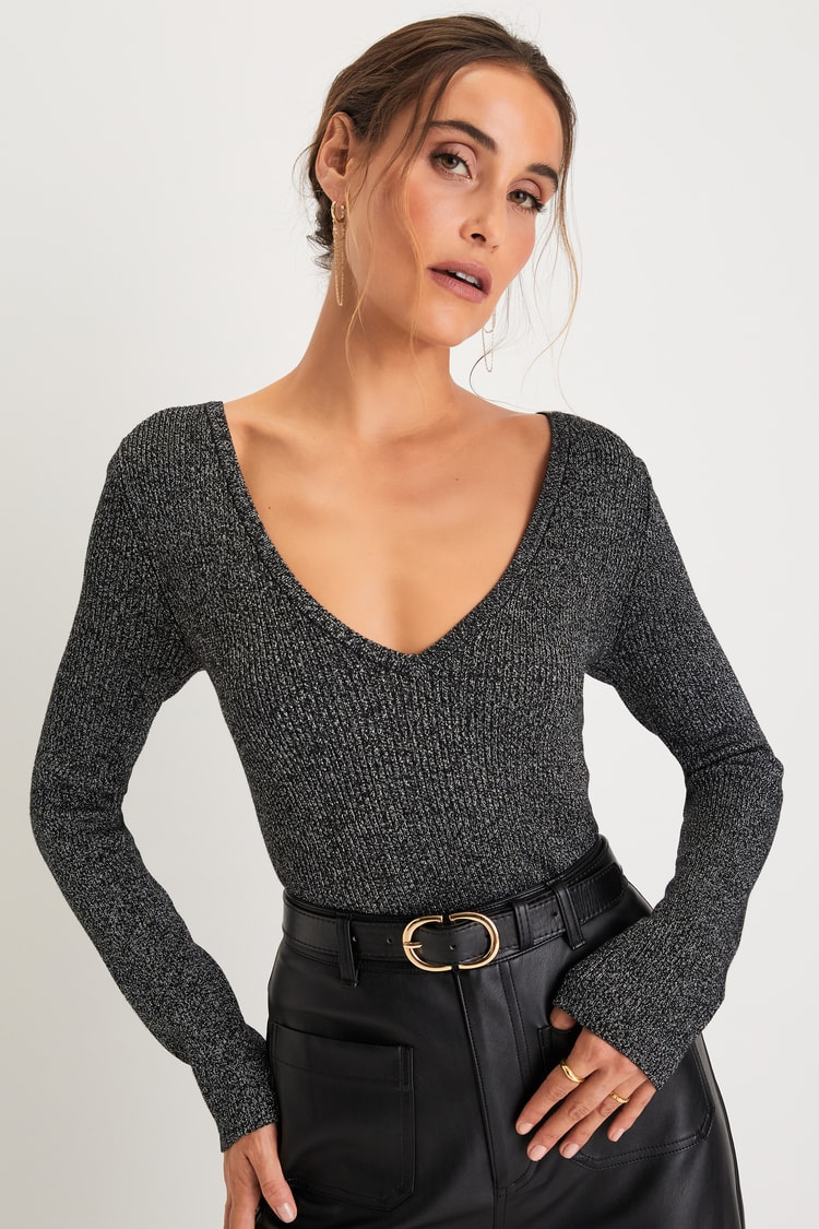 Black & Silver Sweater - Metallic Sweater - Sparkly Sweater - Lulus