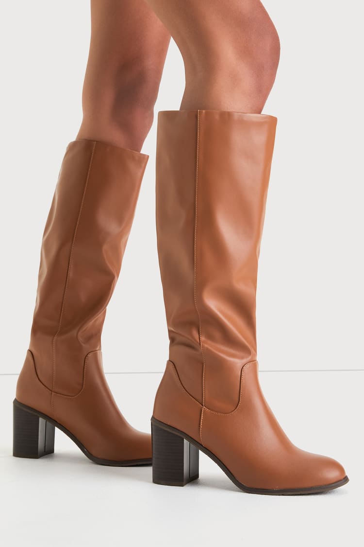 BC Footwear Back To Life - Cognac Boots - Vegan Leather Boots - Lulus