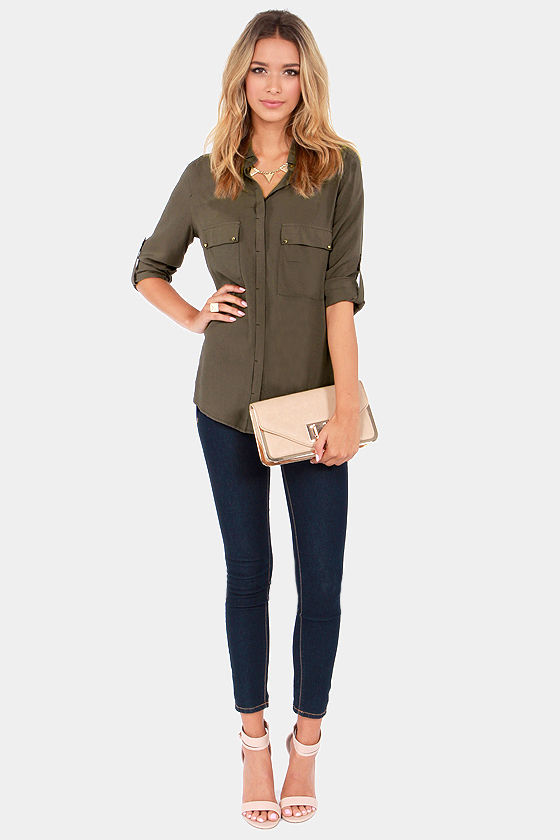 olive button shirt