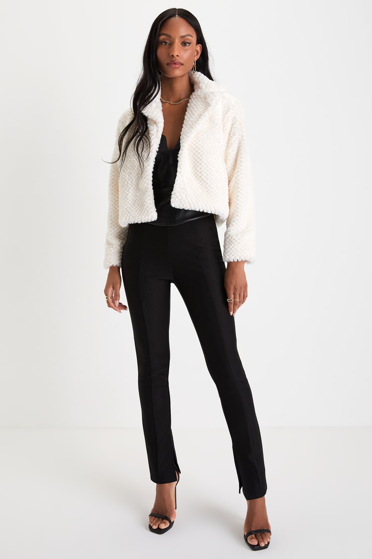 Cream Fuzzy Jacket - Faux Fur Jacket - Collared Jacket - Lulus