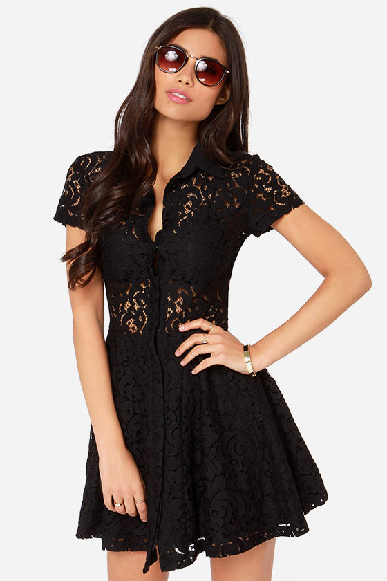 Cute Black Dress - Lace Dress - Skater Dress - LBD - $90.00 - Lulus