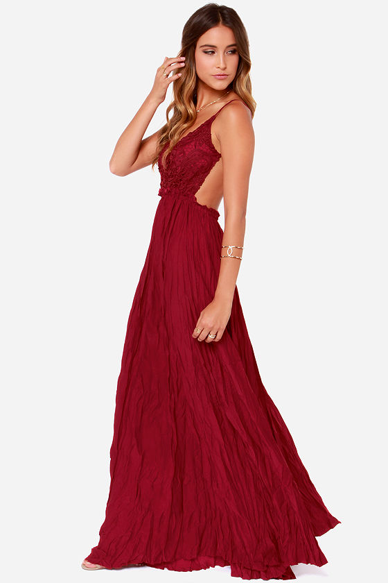 Pretty Wine Red Dress - Crocheted Dress - Maxi Dress - $107.00 - Lulus