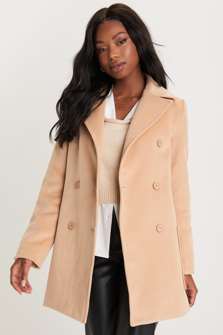 Chic Tan Coat - Double-Breasted Coat - Longline Coat - Lulus