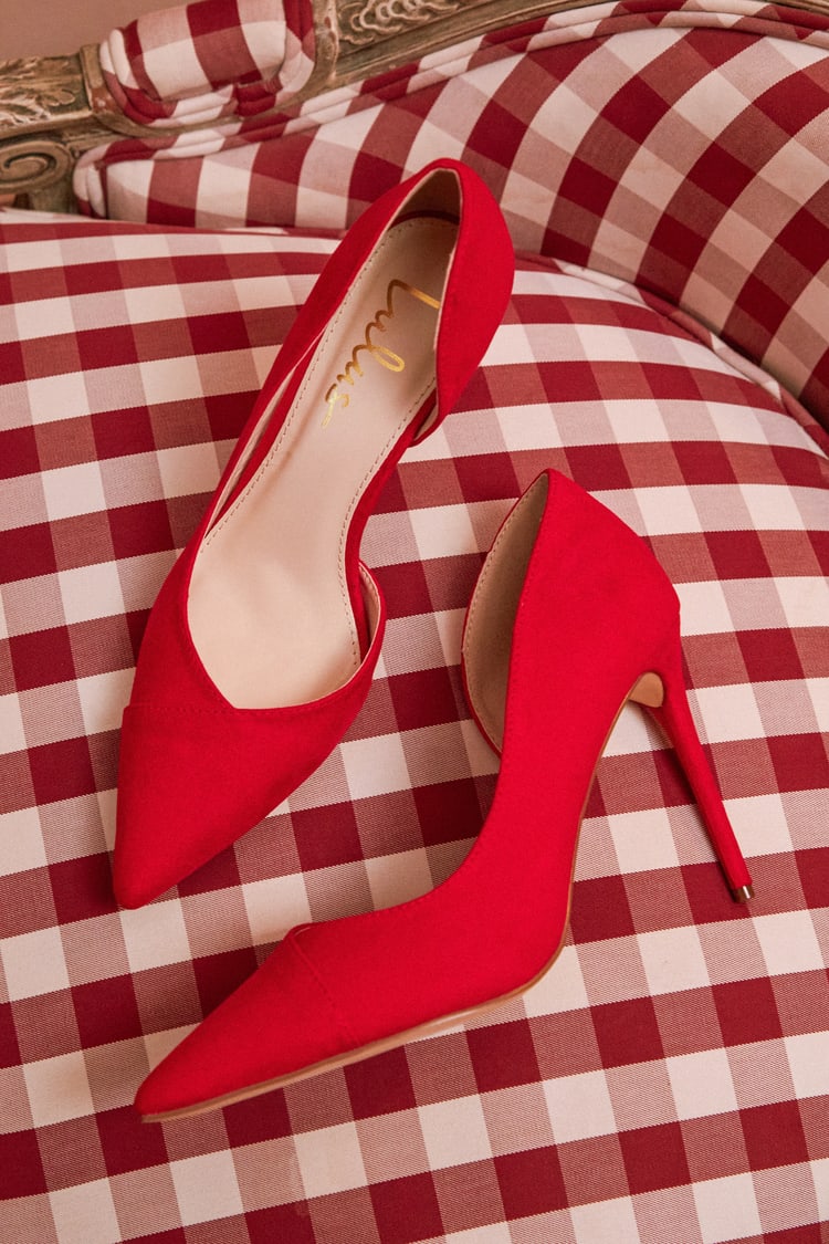 Red D'Orsay Pumps - Pointed-Toe Pumps - Red Suede Pumps - Lulus