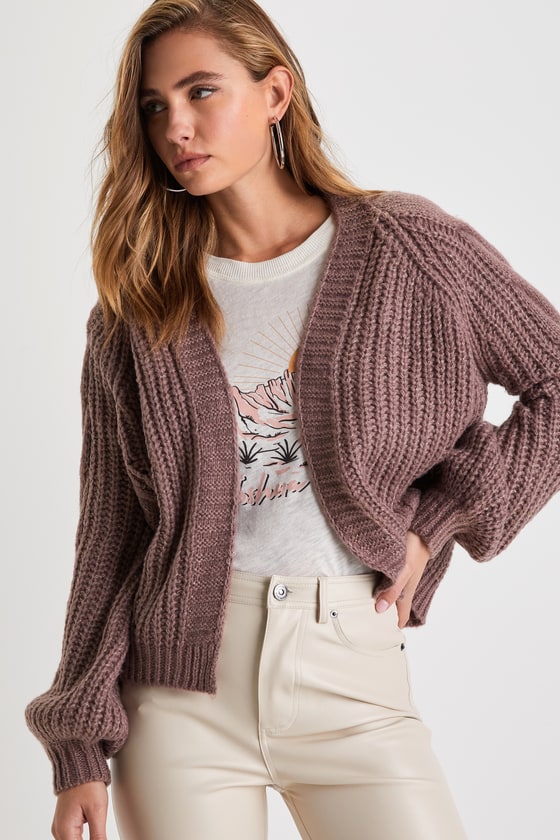 Cute Taupe Cardigan - Cable Knit Cardigan - Open-Front Cardigan