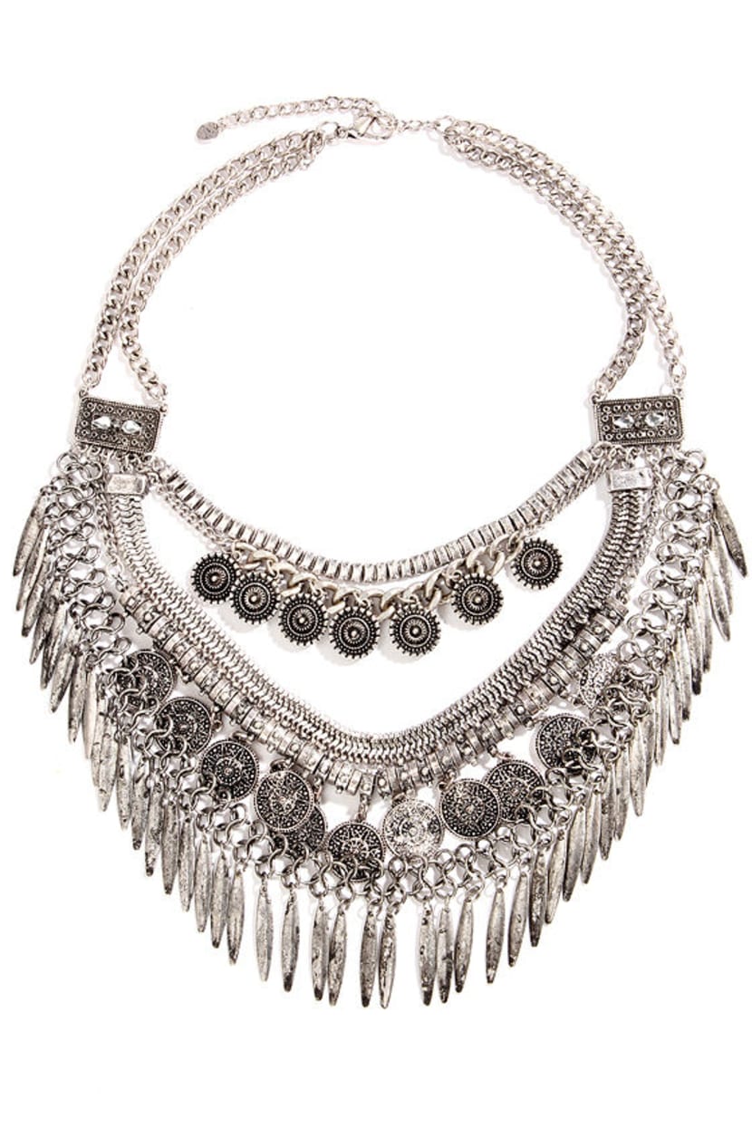 Pretty Silver Necklace - Statement Necklace - Collar Necklace - $28.00 -  Lulus