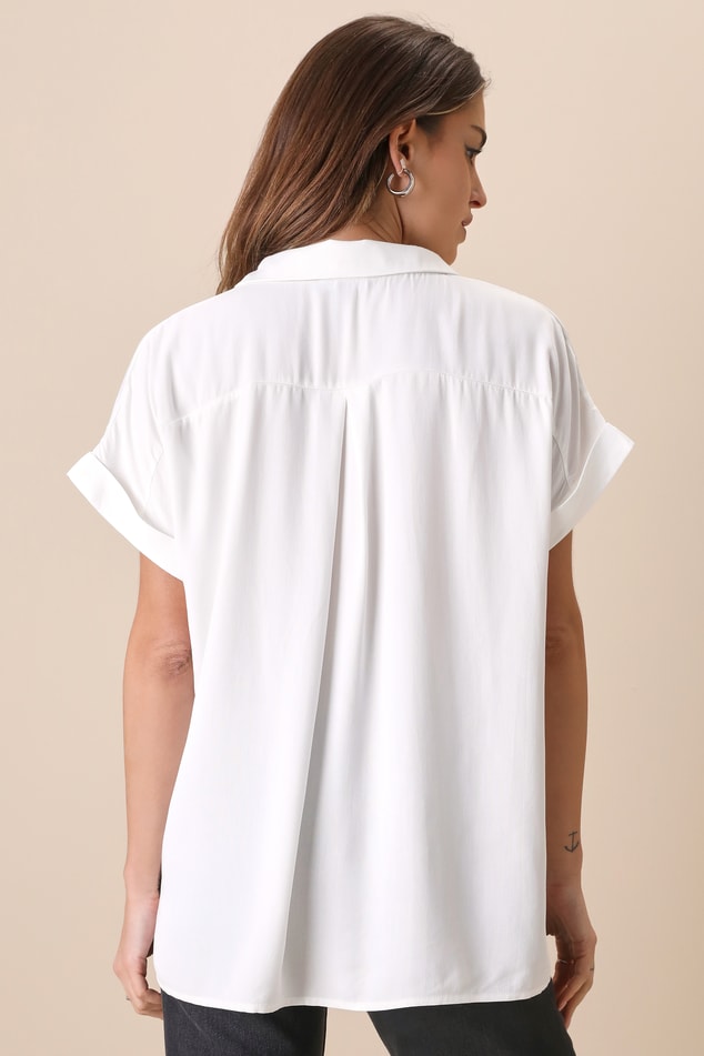 Classic White Top - Button-Up Top - Short Sleeve Top - Top - Lulus