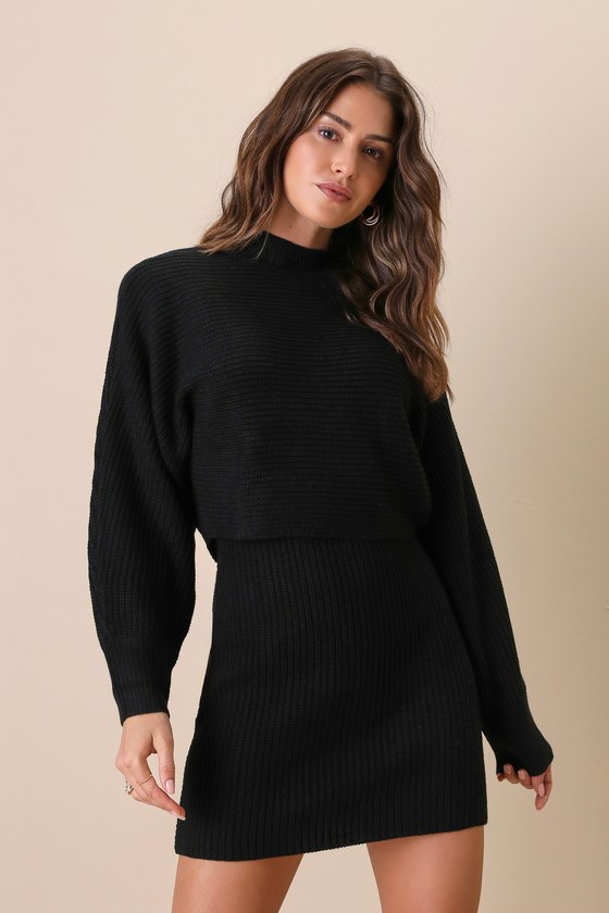 Black Sweater Dress - 2-Pc Sweater Dress - Sweater Dress Set - Lulus