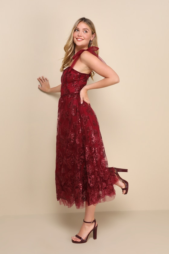 Wine midi outlet dress