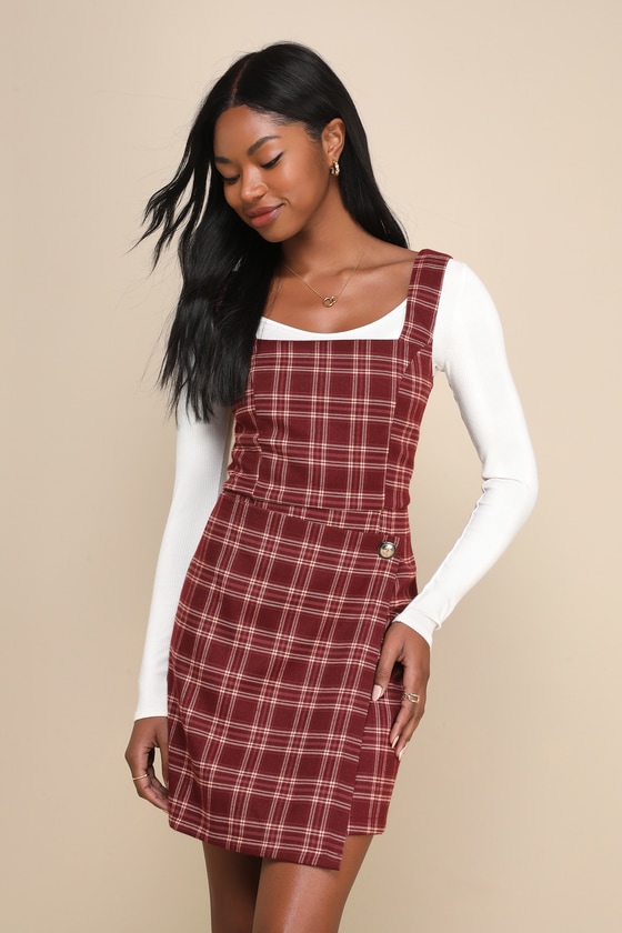 Plaid pinafore shop