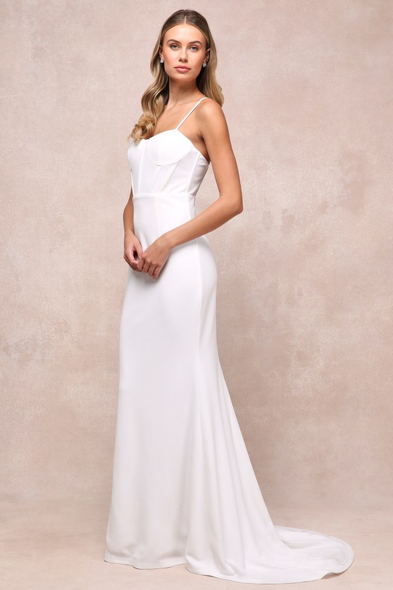 White Maxi Dress - Bustier Maxi Dress - Sleeveless Bridal Dress - Lulus