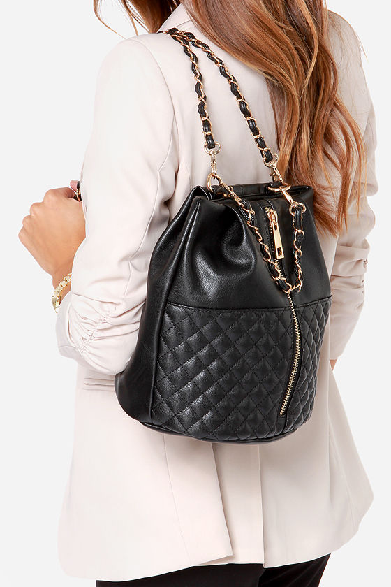 Chic Black Backpack - Quilted Backpack - Gold Chain Backpack - $40.00 -  Lulus