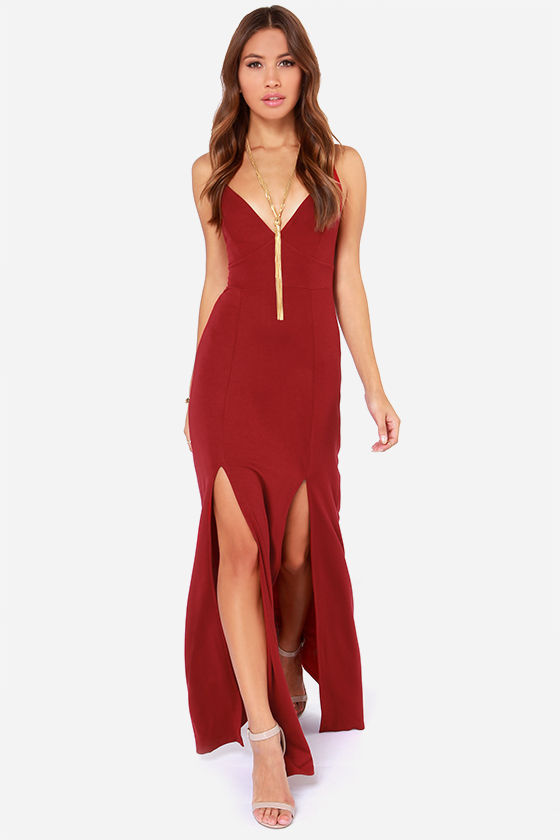 Sexy Wine Red Dress - Maxi Dress - Spaghetti Strap Dress - $47.00 - Lulus