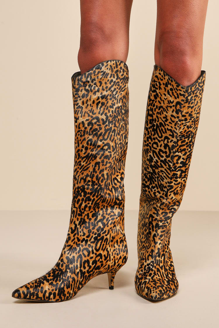 Schutz Maryana Lo Casual - Leopard Print Boots - Calf Hair Boots - Lulus