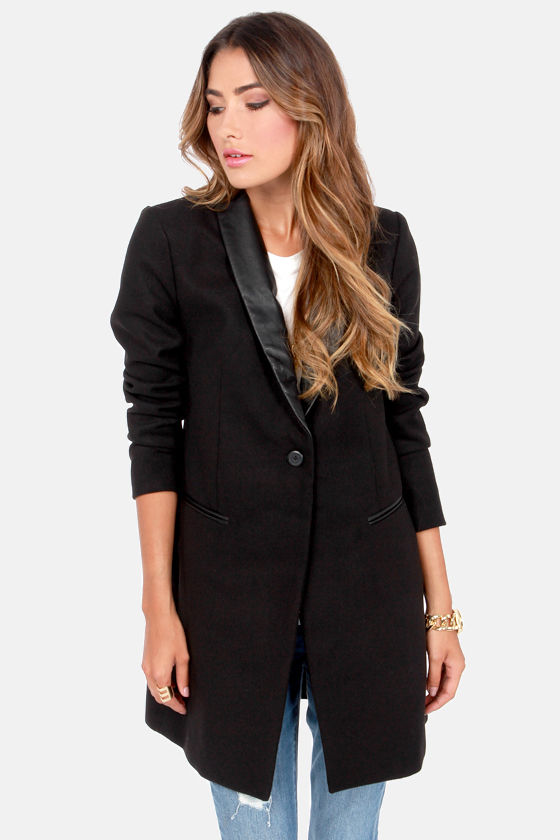 BB Dakota Blair Coat - Black Coat - Boyfriend Jacket - Oversized Jacket ...