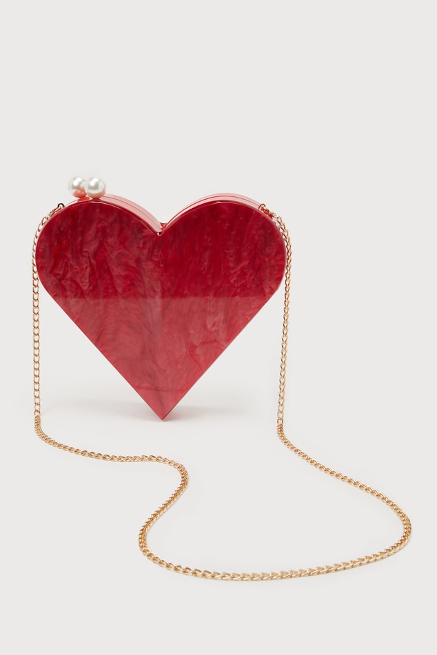 Lulu Red Heart Clutch Bag