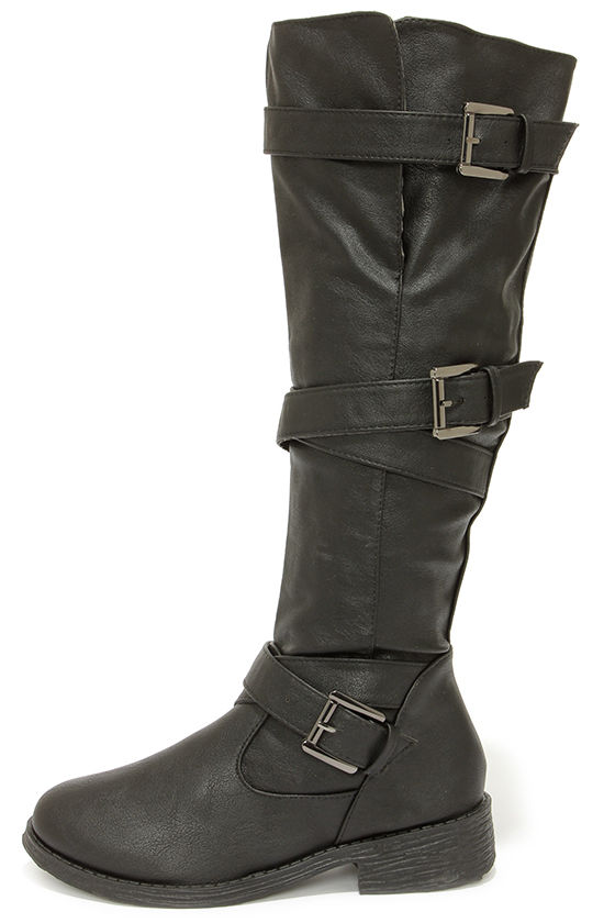 Cool Black Boots - Knee High Boots - Buckle Boots - $47.00 - Lulus