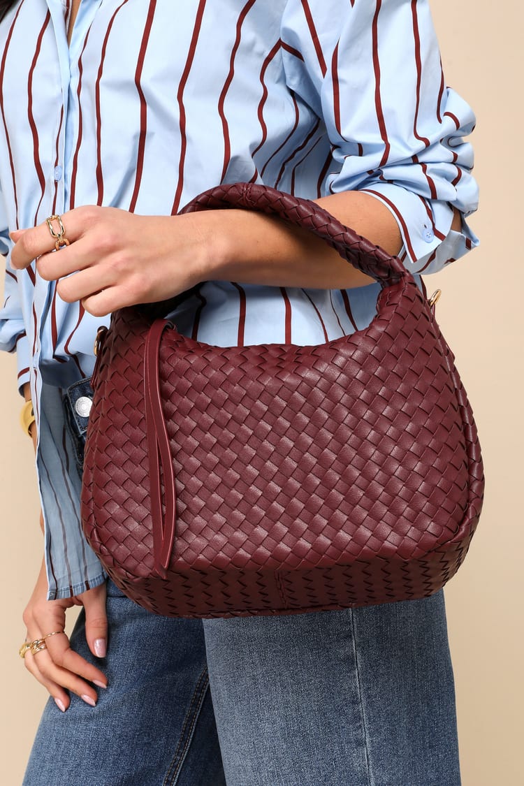 Burgundy Handbag - Woven Handbag - Burgundy Crossbody Handbag - Lulus