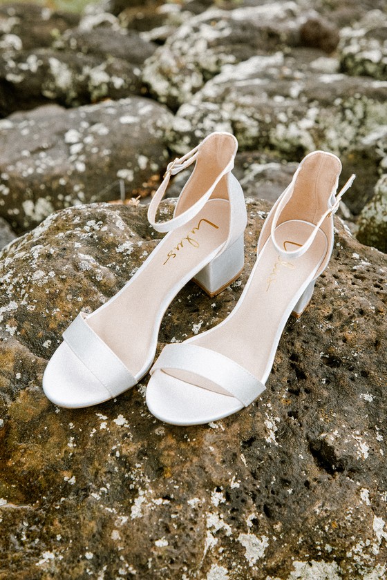 Ivory Satin Sandals - Single Sole Heels - Block Heel Sandals - Lulus