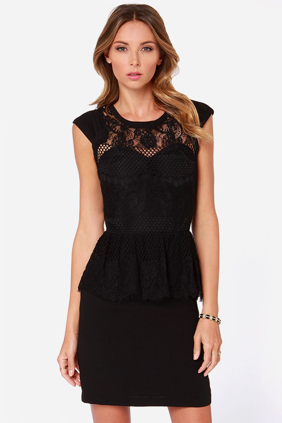 LBD- Black Dress - Lace Dress - Peplum Dress - $91.00 - Lulus