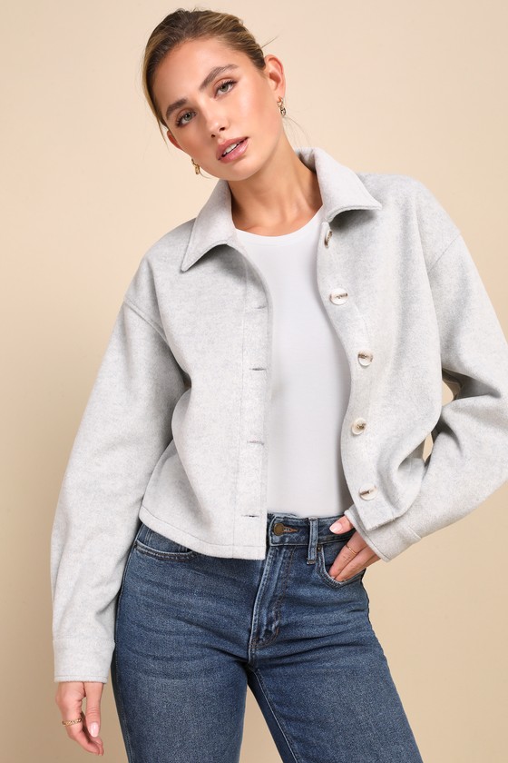 Grey Cropped Shacket - Grey Outerwear - Grey Cropped Jacket - Lulus