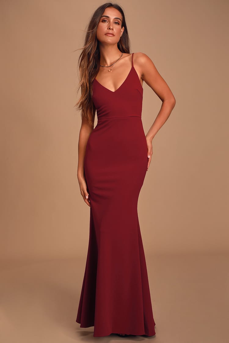 Sexy Wine Red Maxi Dress - Mermaid Maxi Dress - Bodycon Maxi - Lulus