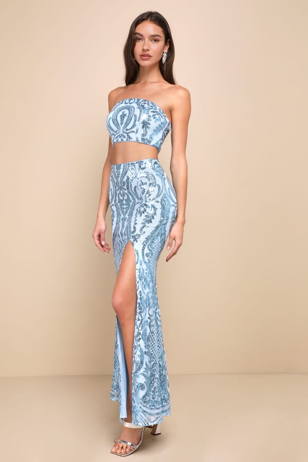 Light Blue Maxi Dress - Strapless Maxi Dress - Mermaid Dress - Lulus