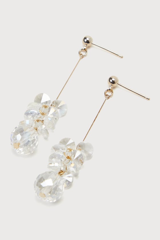 Shop Lulus Clearly Divine Gold And Clear Beaded Drop Earrings