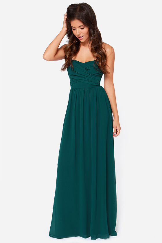 Hunter Green Maxi Dress Strapless Dress Maxi Dress 68 00 Lulus