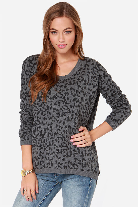 grey leopard print sweatshirt