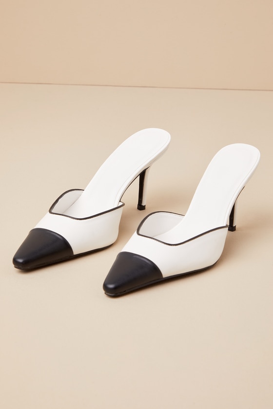 Billini Ameare White Black - White & Black Pumps - Mule Pumps - Lulus