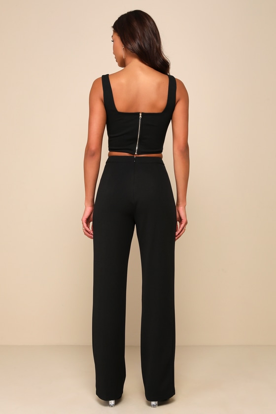 Shop Lulus Glamorous Direction Black Sleeveless Two-piece Jumpsuit