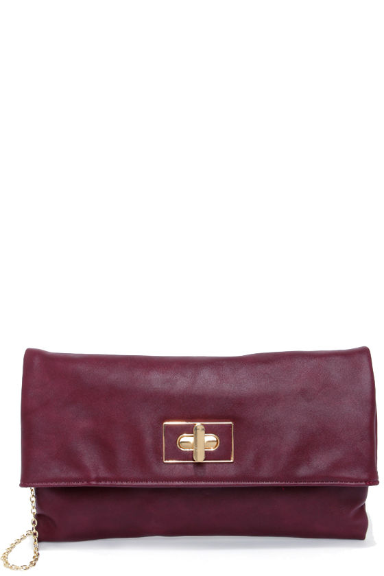 Vegan Leather Clutch - Burgundy Clutch - $49.00