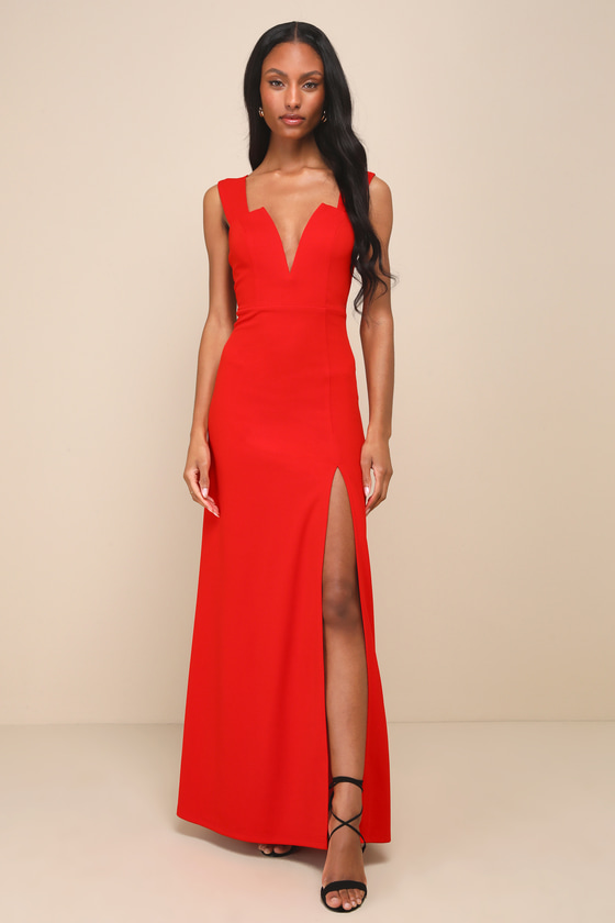 Simple red hot sale maxi dress