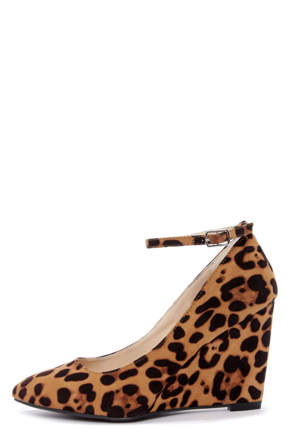 Cute Leopard Print Wedges - Ankle Strap Wedges - Suede Heels - $34.00 -  Lulus